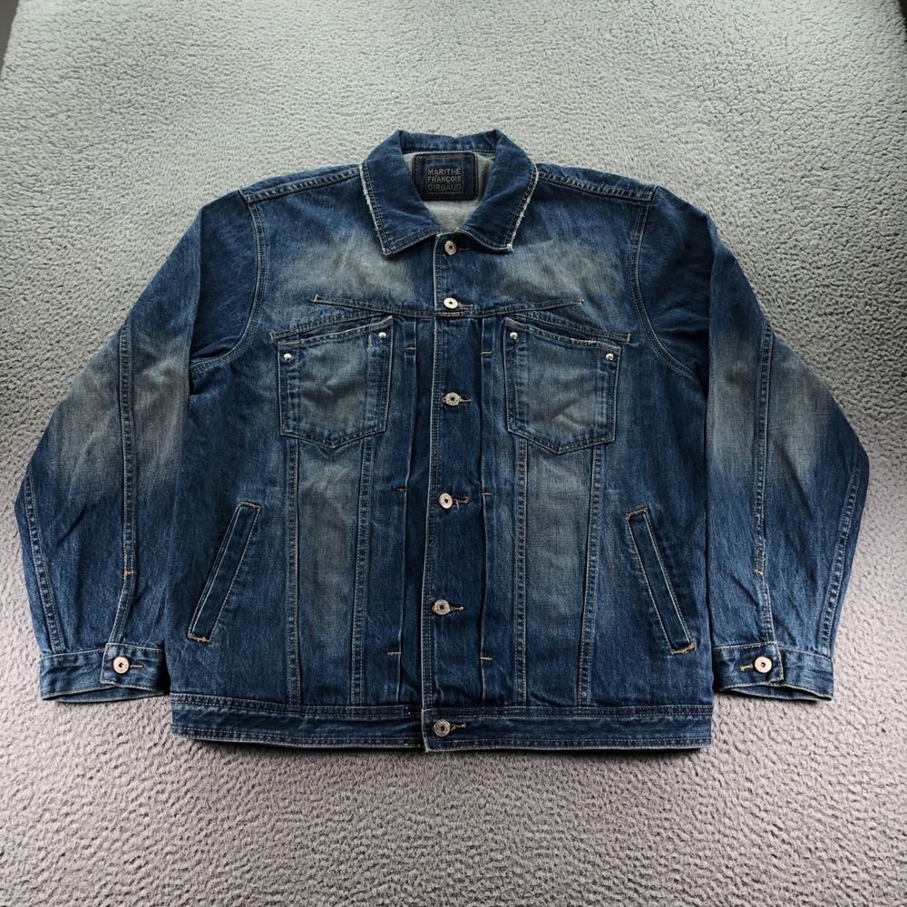 VTG Marithe Fracois Girbaud Jacket Mens L Baggy Trucker Pleated Faded Distressed